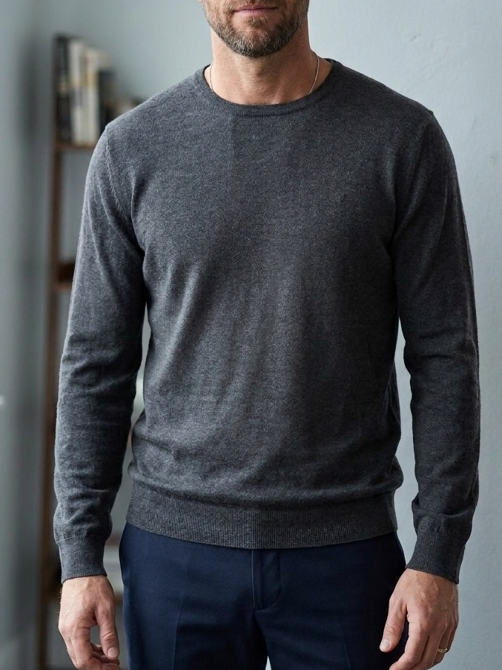 Zara Men's Crewneck Sweater in Charcoal